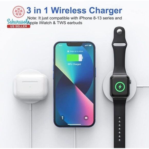 Magnetic Wireless Charger 3 in 1 15W Fast Wireless Charging - Picture 4 of 9